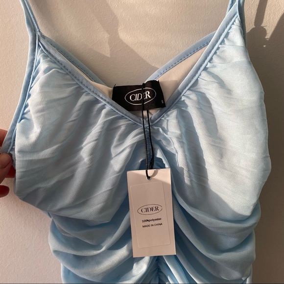 Shop Cider Baby Blue Ruched Dress - Picture 3 of 3